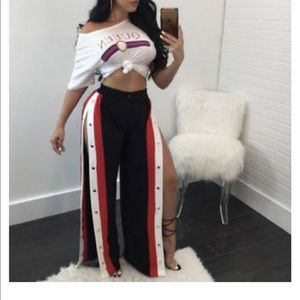 Slit down the side button up pants